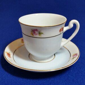 Hira China Floral Demitasse Cup and Saucer Set Made in Occupied Japan 1945-1952